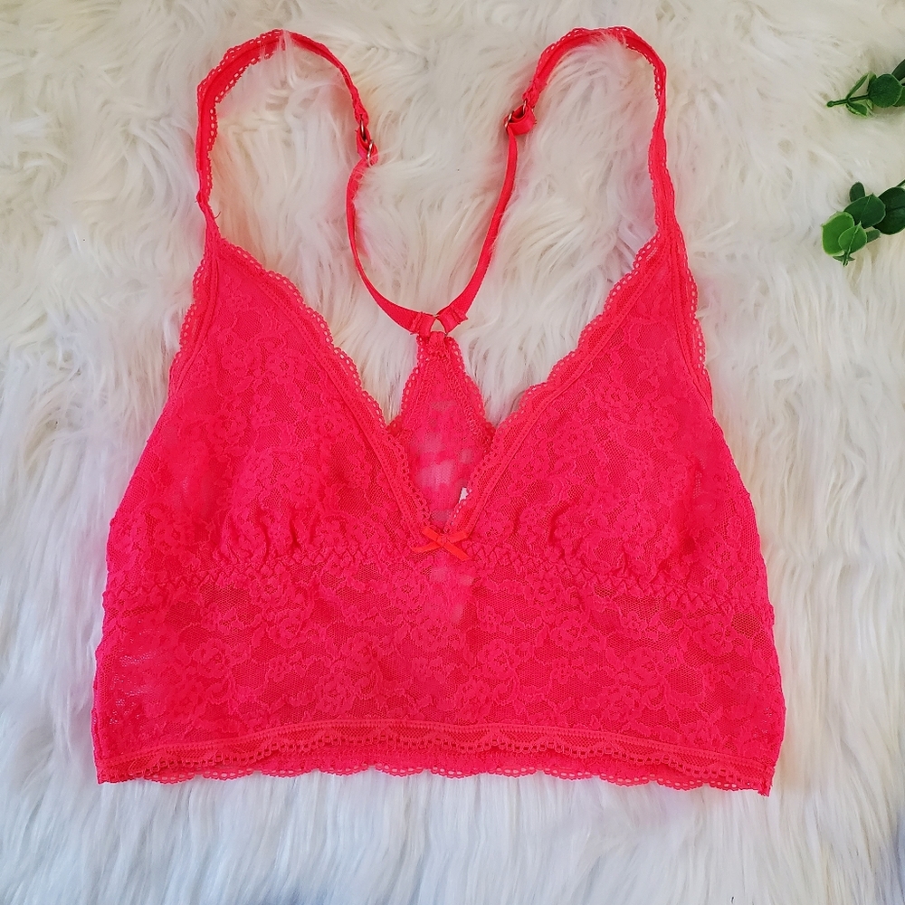 Victoria's Secret Bright Coral Lace Bralette